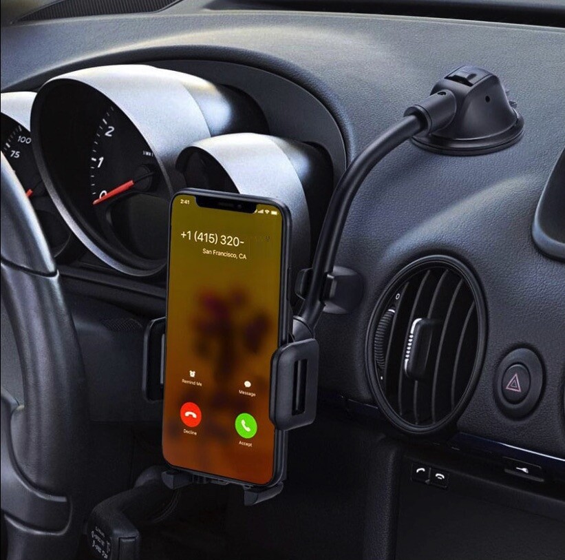 Car Phone Mount Holder Long Neck Anti Shake Cradle Strong Suction Cup