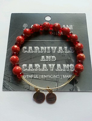 Alex and Ani Cinnamon Red Carousel Crystal Beaded Bangle Bracelet