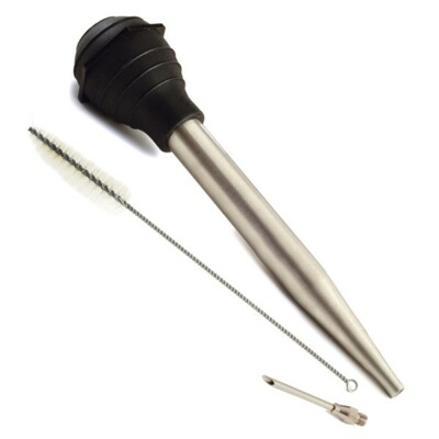 Norpro #5898 Stainless Steel Baster w/ Needle & Brush, 3 Piece Set