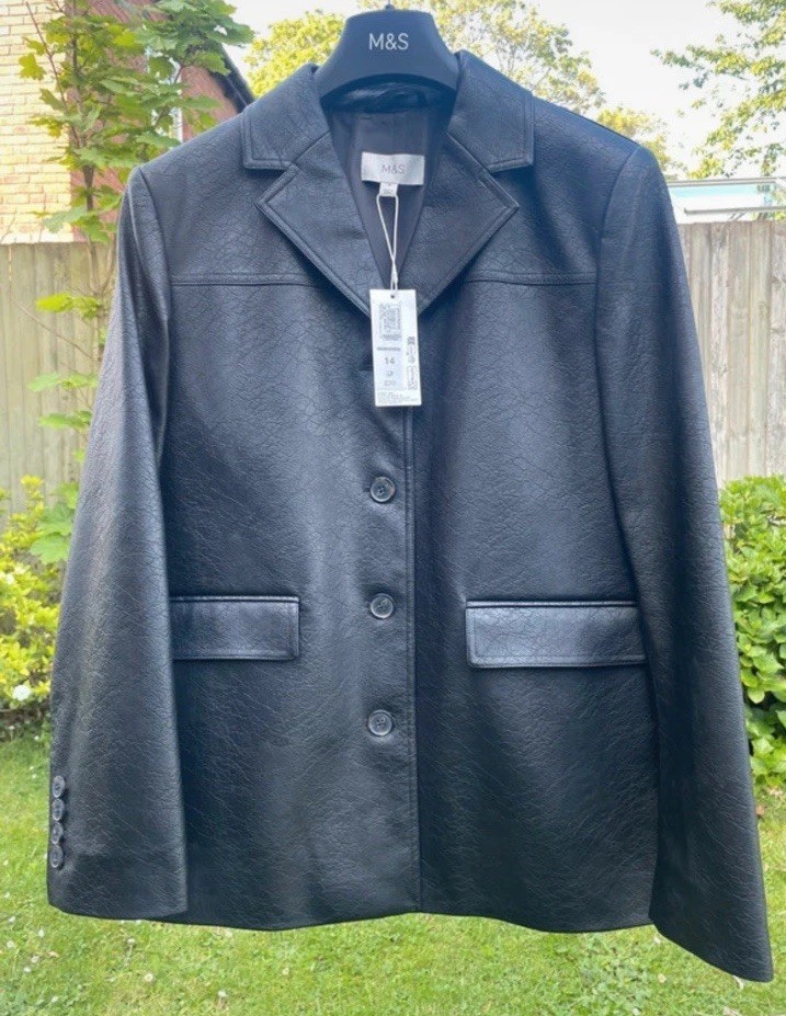 Bnwt M&S Faux Pebbled Leather Jacket Absolutely Stunning Sz 14 Rrp £70 image 4