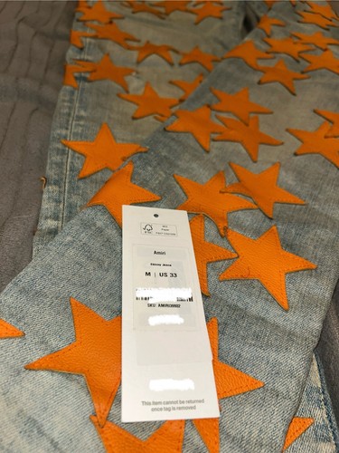 Mike Amiri Orange Star Patch “Chemist” Blue Denim Jeans Mens Size M 33 - Picture 22 of 24
