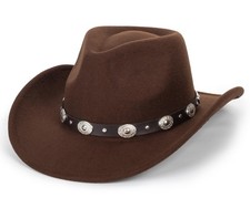 Women  Men Felt Western Cowboy Hat Classic Roll Up Brim Belt Buckle Cowgirl .