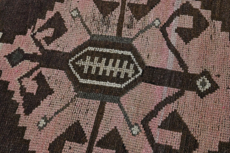 Alfombra de corredor turca vintage 3x8 pies lana anatolia hecha a mano pasillo Oushak MARRÓN Foto 4 de 4