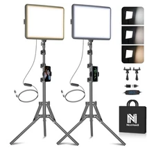 2-Pack LED Studio Light Kit,Dimmable with Tripod Stand 73" Stream Light