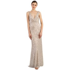 Jenny Yoo Collection Sequin Dress Womens 14 Champagne Gold Wedding Formal Party