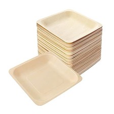 25 Pack Compostable Birch Wood Appetizer Plates 5.5