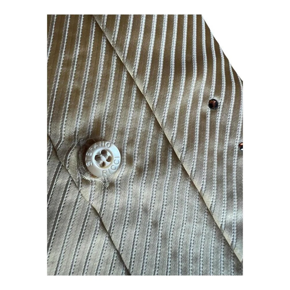 Corbata de seda Stefano Ricci Luxury Collection rayas doradas claras extra felpa 3,75 x 60 Foto 3 de 4