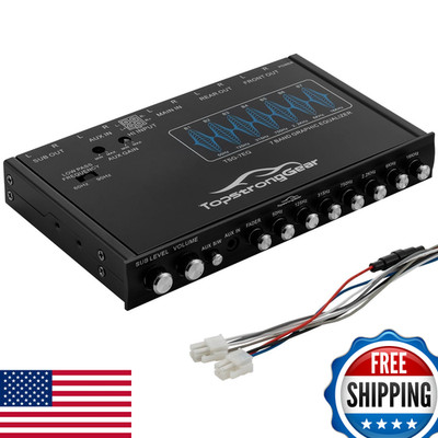 Topstronggear Tsg7Eq 7-Band Car Audio Graphic Equalizer Front 3.5Mm Aux Input