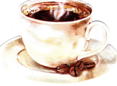 (2) Two Paper Napkins for Decoupage/Mixed Media -Die Cut Coffee Cup