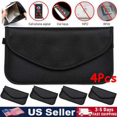 4Pcs Faraday Bag RFID Blocking Shielding Pouch Cell Phone Wallet Signal Blocker