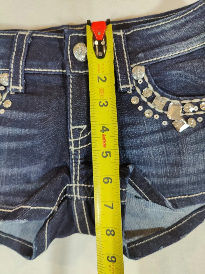 Miss Me Jeans Shorts Women's 23 Denim Embellished Pockets Dark Wash Blue - Image 4 of 4