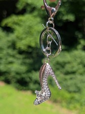 Beautiful High Heeled Shoe Bling Rhinestone Metal Keychain 4 Iridescent G