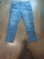 Sandpiper blue denim floral embroidered jeans