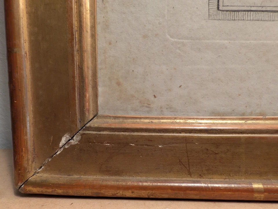 Baguette bois doré cadre ancien d'époque Louis XVI Ou Empire - Photo 4/4