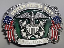 USN Navy Retired Belt Buckle W-6 with Sheild - Siskiyou Co. USA FREE Shipping