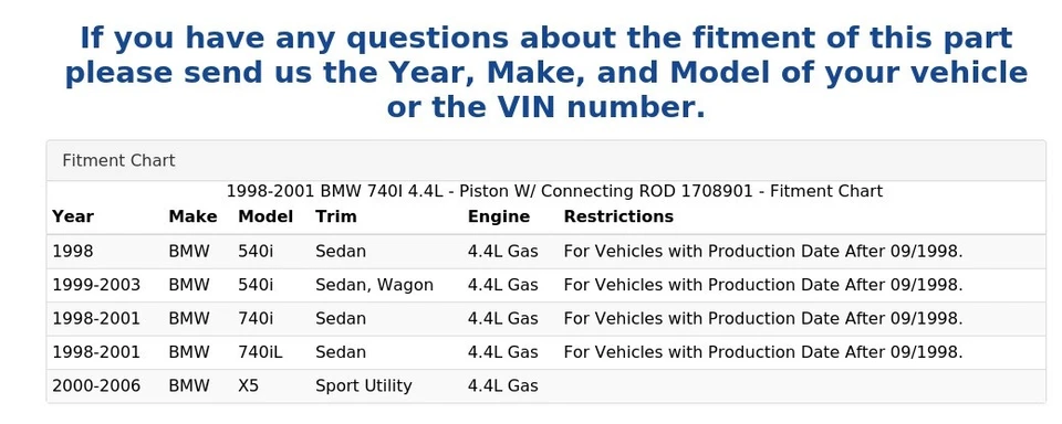 BMW 740I 1998-2001 4,4 L - pistón con varilla de conexión 1708901 Foto 4 de 4