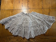 Mini Boden Brown Polka Dot Tiered Ruffled Skirt Girls Twirl Size 3-4