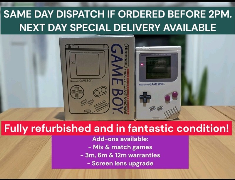 Nintendo Game Boy Gameboy DMG-01 Console, Box, Add-on Games/Warranties Available