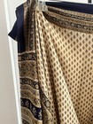 New 100% Silk Heavy Crepe Saree RITU KUMAR Style Ivory & Navy Blu Floral Paisley — photo 8