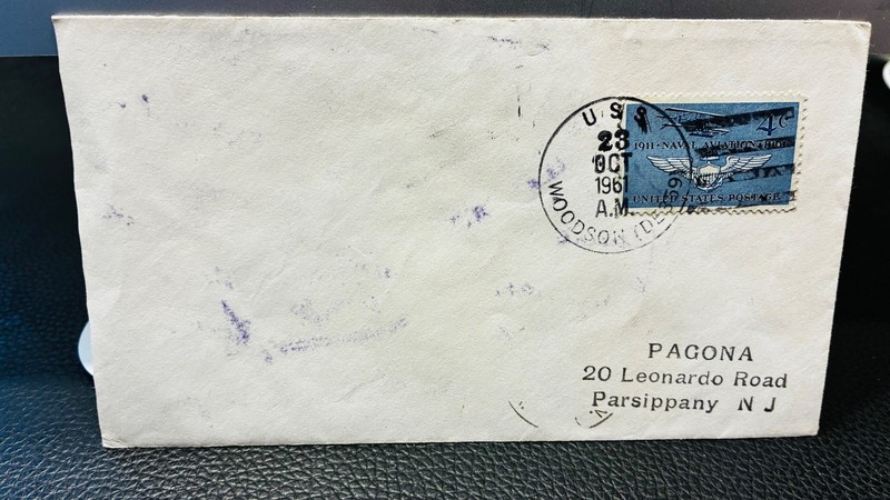 1961 ship cancel for USS Woodson (DE 359), a destroyer escort.