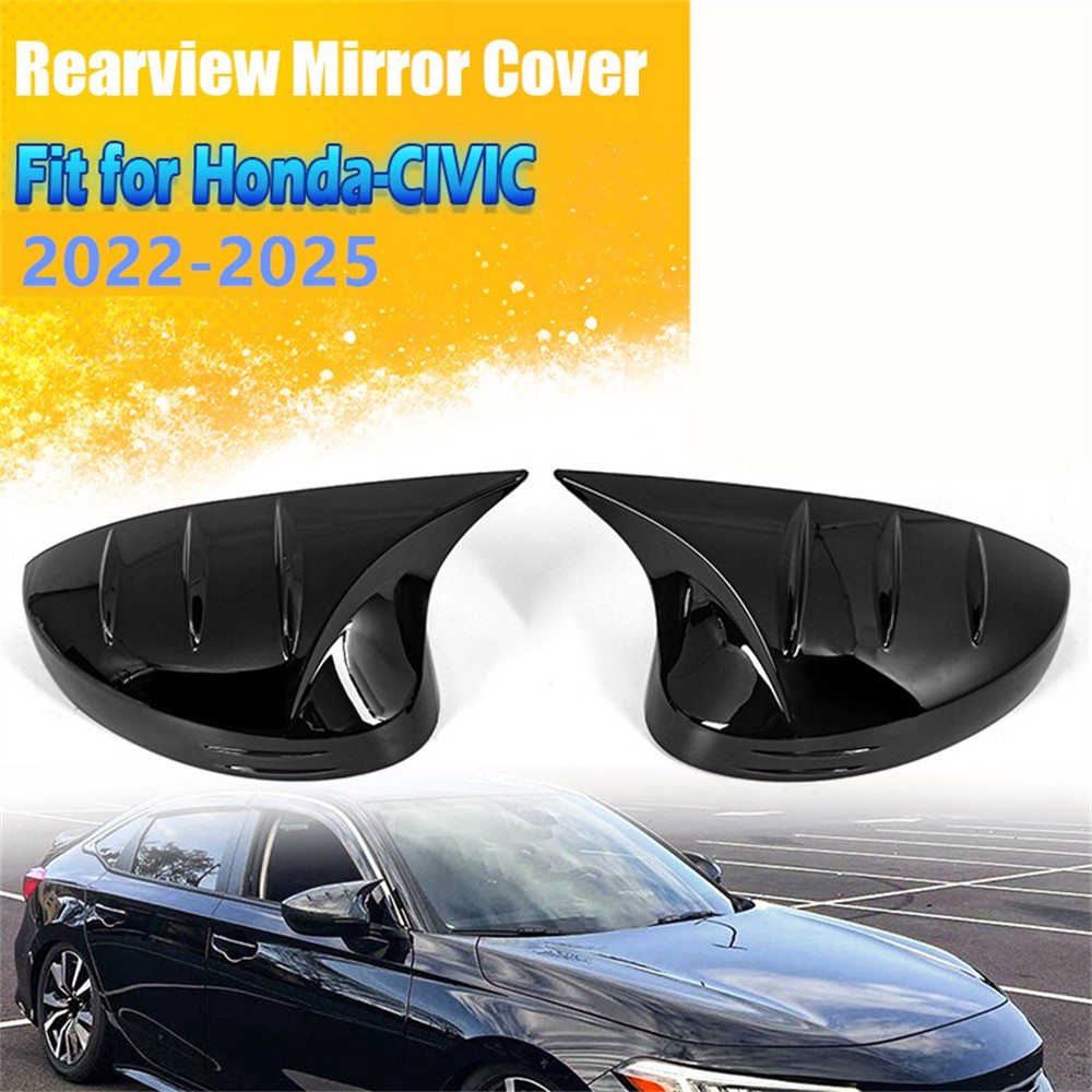 Glossy Black Rear View Mirror Cover Trim For Honda Civic Sedan & Hatchback 2022+