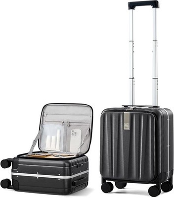 Hanke 16'' Jet Black Polycarbonate Carry-On Spinner Suitcase TSA Lock Lightweight
