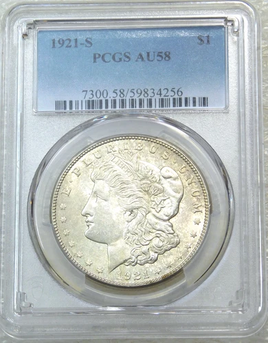 1921-S Morgan Silver Dollar PCGS AU58 Frosty Just Graded New Holder #J243G