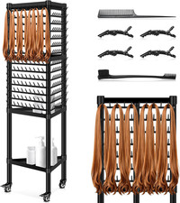 Braiding Hair Rack Standing Hair Extension Holder Hanger, 420 Pegs 3-Side Rack f