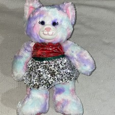 Build a Bear Workshop pastel swirl kitty with sequin dress