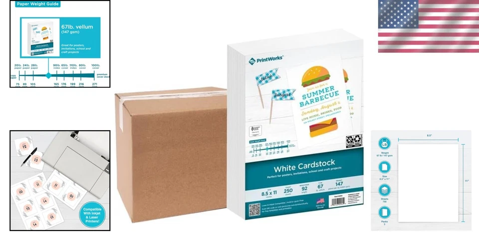 White Cardstock 8.5" x 11" - 67 lb/147 gsm Vellum - Image 2 of 4