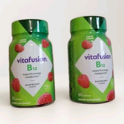 (2) Vitafusion B12 1000 mcg Raspberry Flavor Gummy Vitamins 60ct Exp: 12/2026