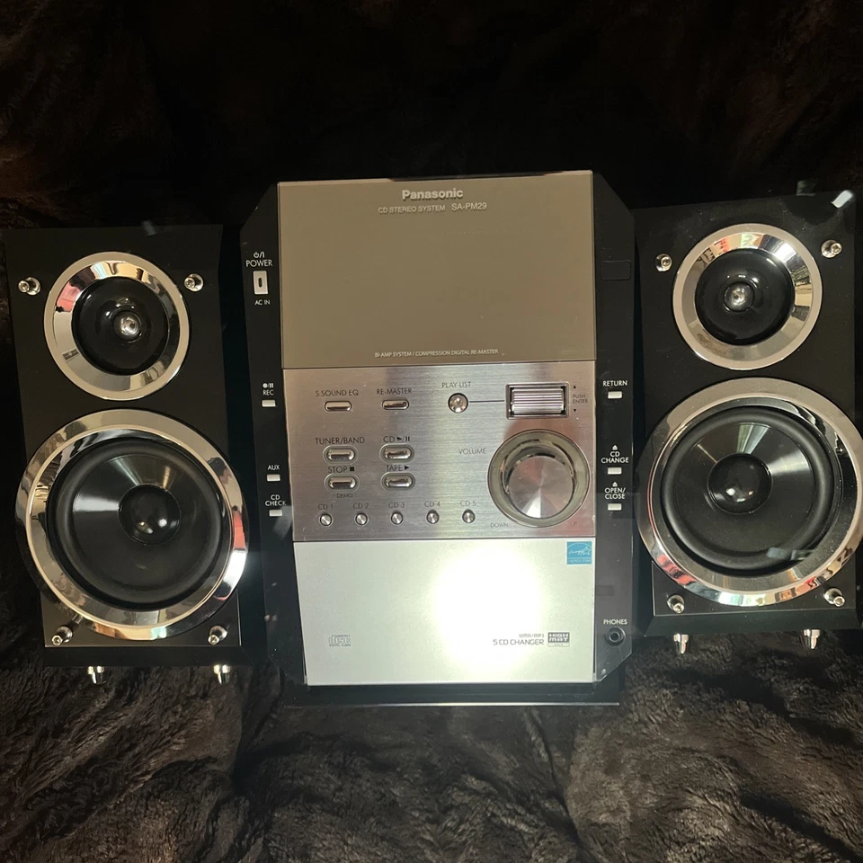 Panasonic SA-PM29 Compact Stereo System-5 CD-Cassette-No Remote-TestedWorks AMFM - Image 4 of 4