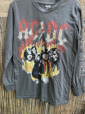 AC/DC Highway To Hell Long Sleeve Shirt Size S Gray Distressed look