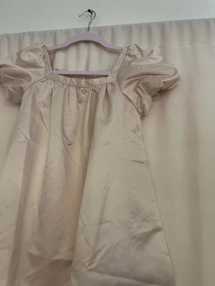 Balloon-sleeved Satin Dress - Visitar Light pink - Kids | H&M US Size 6x - Image 3 of 4