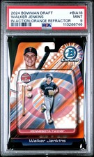 2024 BOWMAN DRAFT BOWMAN IN ACTION ORANGE REFRACTOR WALKER JENKINS 20/25 PSA 9