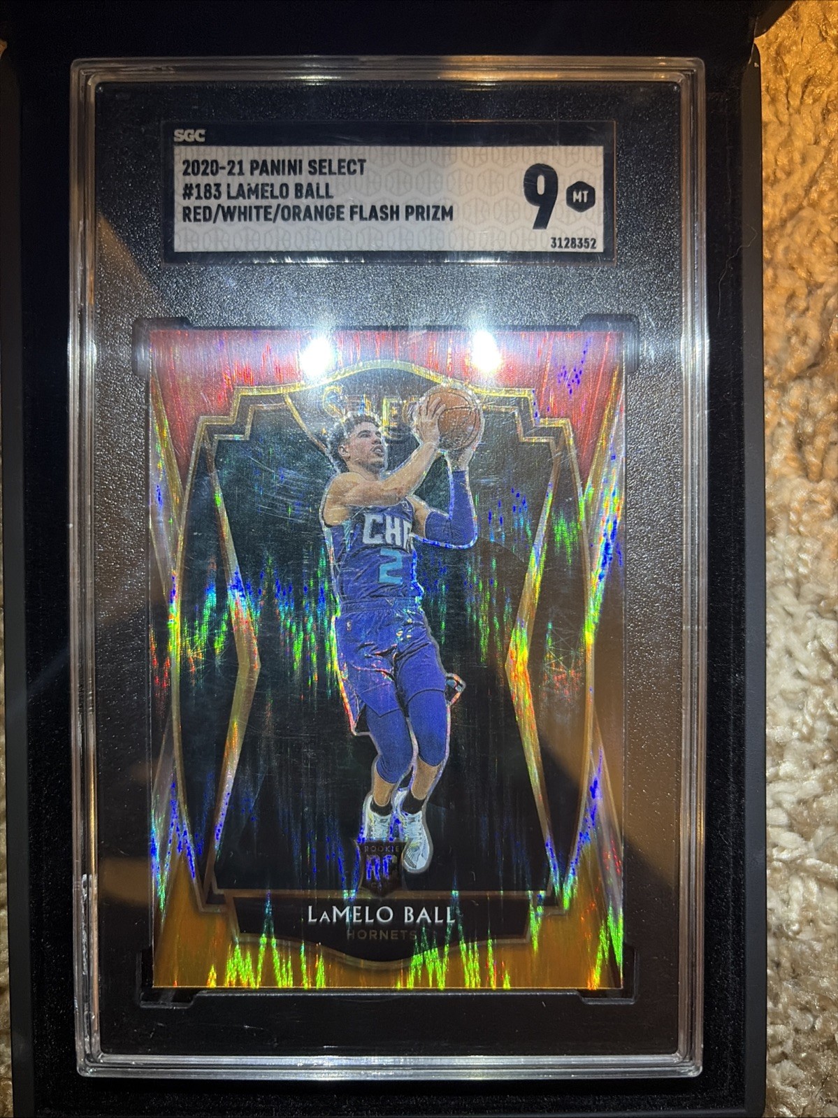 2020-2021 Panini Select Red/White/Orange Flash Prizm SGC 9 Lamelo Ball RC #183