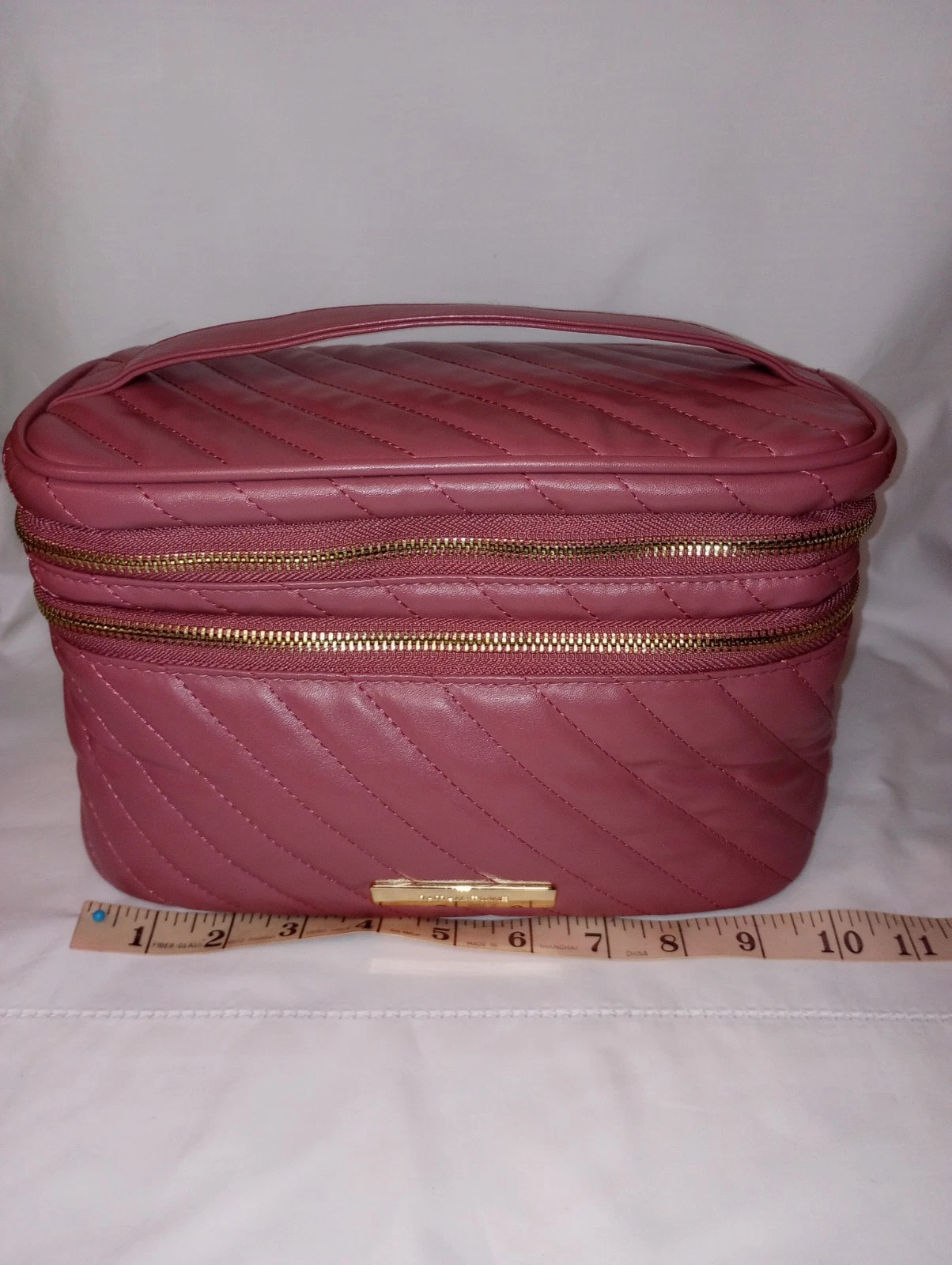 Tartan + Twine Ulta Pink Green Striped Hanging Travel Organizer Makeup Bag
