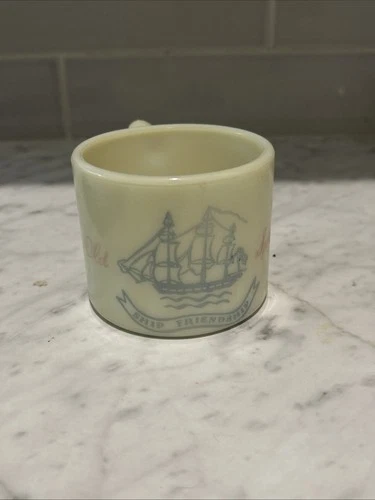 Vintage Old Spice Milk Glass Shaving Mug "Ship Friendship" Shulton Inc NJ