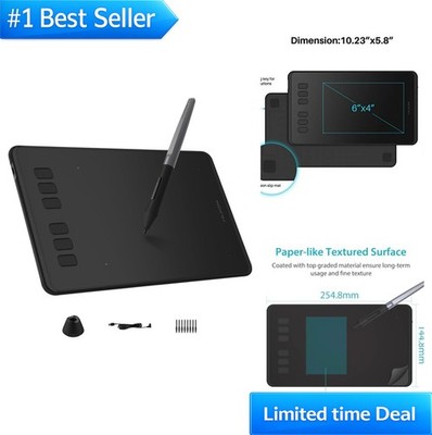 Drawing Tablet 6x4 Inch Battery-Free Stylus 8192 Pressure Sensitivity 6 Hot