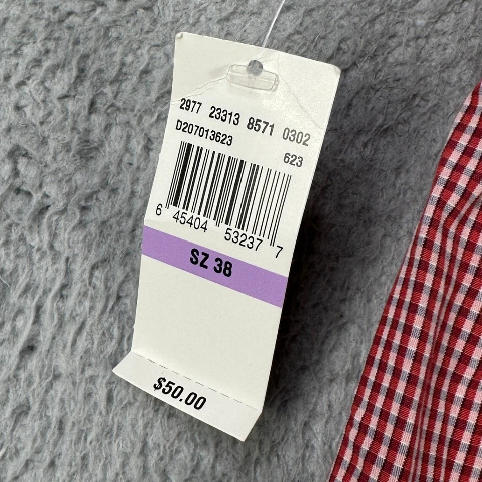 IZOD Mens Khakis Shorts 38X10.5 Red Pin Check Flat Front Pockets 100% Cotton NEW - Image 2 of 4