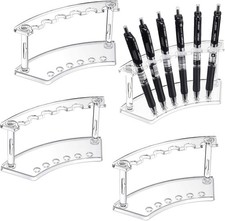 Clear Plastic Pen Holder Display Stand - 4 Pack, 6-Slot Organizer for