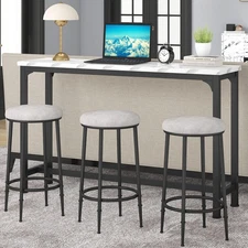 Bar Table Set for 3, 4 Piece Console Table with 3 Stools, Counter Height