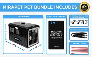 MiraPet Pet Carrier & Crate 26" Med. Collapsible Cat & Dog Crate & Travel Kit