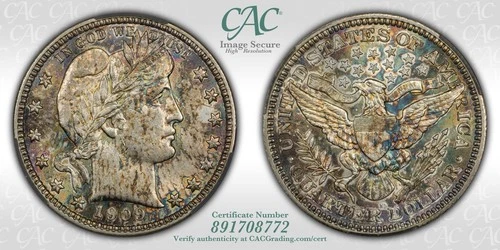 1909 D Barber Quarter AU58 CAC CACG Toner Toned Beauty!