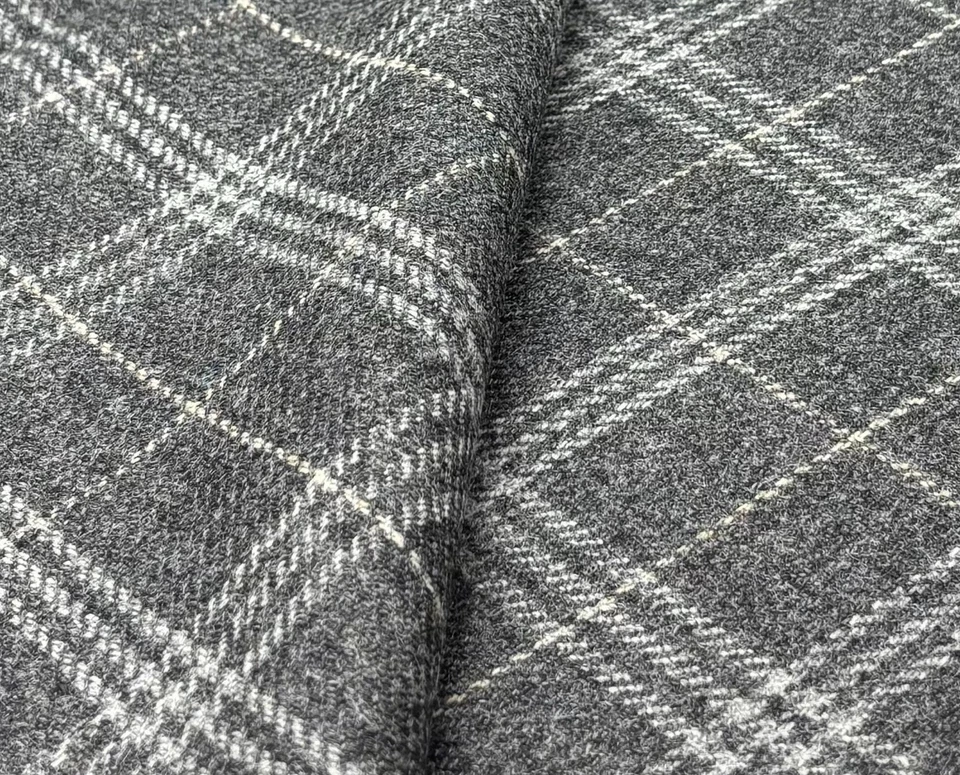 Grey White Check Wool Fabric Tweed Upholstery Cushion Curtain 3.0 M x 1.50M - Image 4 of 4