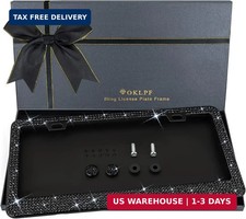 Bling License Plate Frame Black Rhinestone Crystal Sparkly Car Plate Holder
