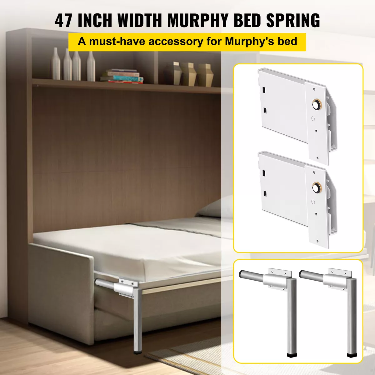 VEVOR DIY Murphy Bed Hardware Kit Vertical Mounting Wall Bed Springs  Mechanism Heavy Duty Bed Support Hardware DIY Kit for King Queen Bed  (Vertical) 