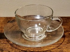 Vintage Hot Or Cold Espresso Cup & Saucer Duralex Glassware France Demitasse