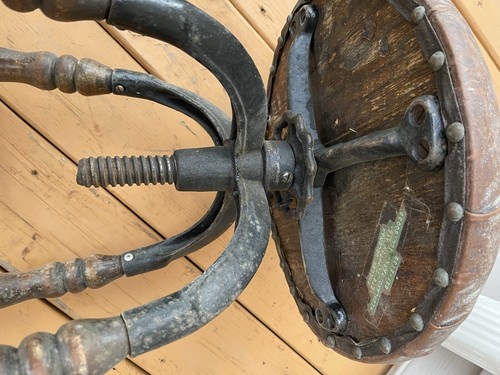 Antiker verstellbarer Ladenhocker Stahl Industrial Metall Zeichnung zum Restaurieren - Bild 4 von 12