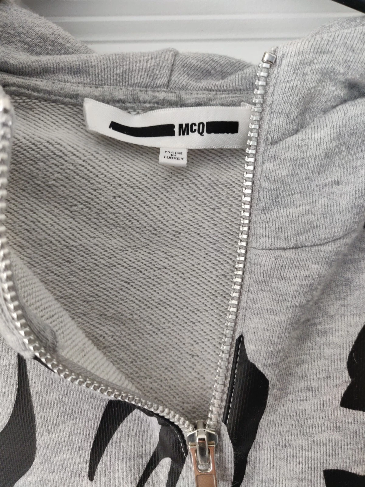 Felpa con cappuccio Mcq Alexander Mcqueen grigia Racer Swallow 100% AUTENTICA TAGLIA L RARA!